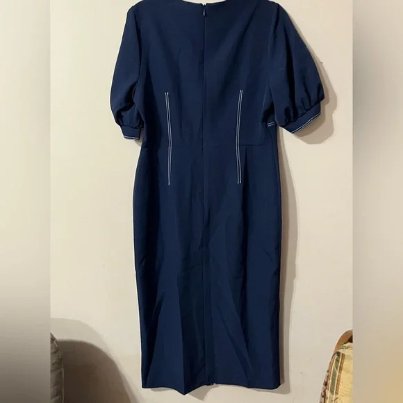 ASOS NWT Chic Navy Midi Dress with front Slit Size 10 - Picture 8 of 15